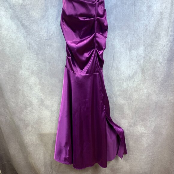 Fitted Satin Mermaid Gown with Embellished Bust, Slit Skirt, and Tie Bustle - Picture 6 of 13